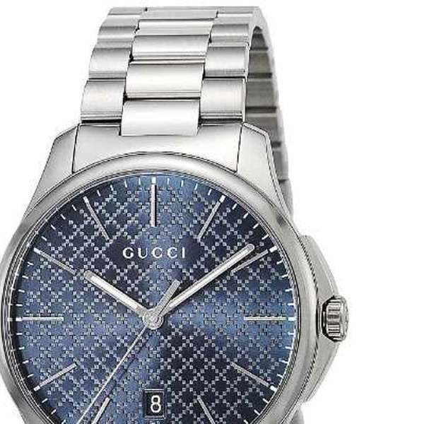 Gucci G Timeless Blue Dial Silver Steel Strap Watch For Men - YA126316