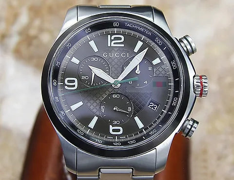 Gucci G Timeless Chronograph Grey Dial Silver Steel Strap Watch For Men - YA126238