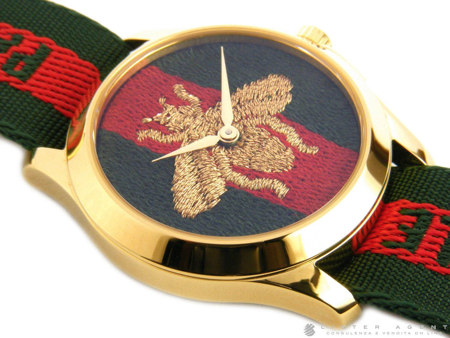 Gucci Le Marche des Merveilles Green & Red Dial Green & Red NATO Strap Unisex Watch - YA126487