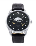 Gucci G-Timeless Moonphase Black Dial Black Leather Strap Watch For Men - YA126327