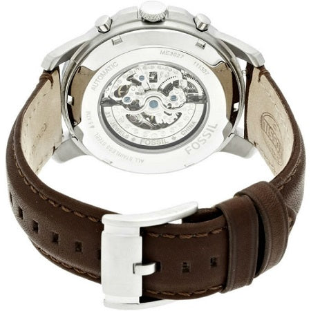 Fossil Grant Automatic White Dial Brown Leather Strap Watch for Men - ME3027