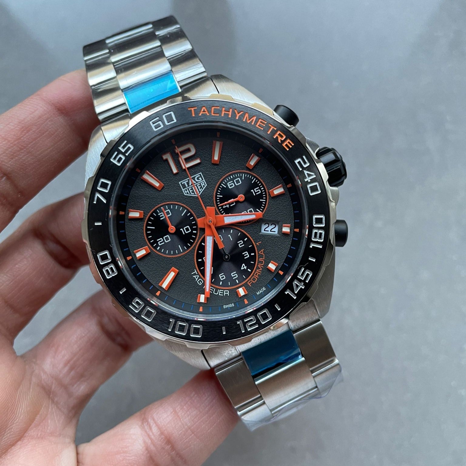 Tag Heuer Formula 1 Chronograph Ceramic Black Dial Silver Steel Strap Watch for Men - CAZ101AH.BA0842