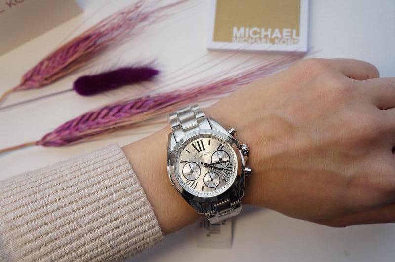 Michael Kors Bradshaw Chronograph Silver Dial Silver Steel Strap Watch for Women - MK6174