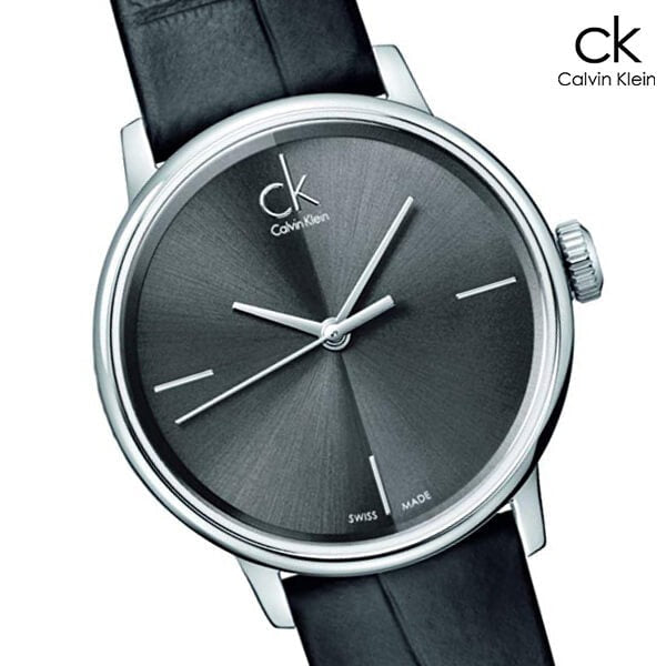 Calvin Klein Accent Black Dial Black Leather Strap Watch for Women - K2Y2Y1C3