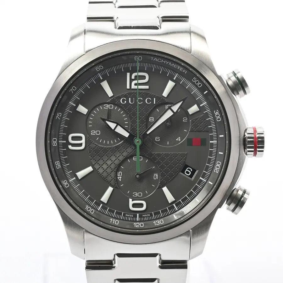 Gucci G Timeless Chronograph Grey Dial Silver Steel Strap Watch For Men - YA126238