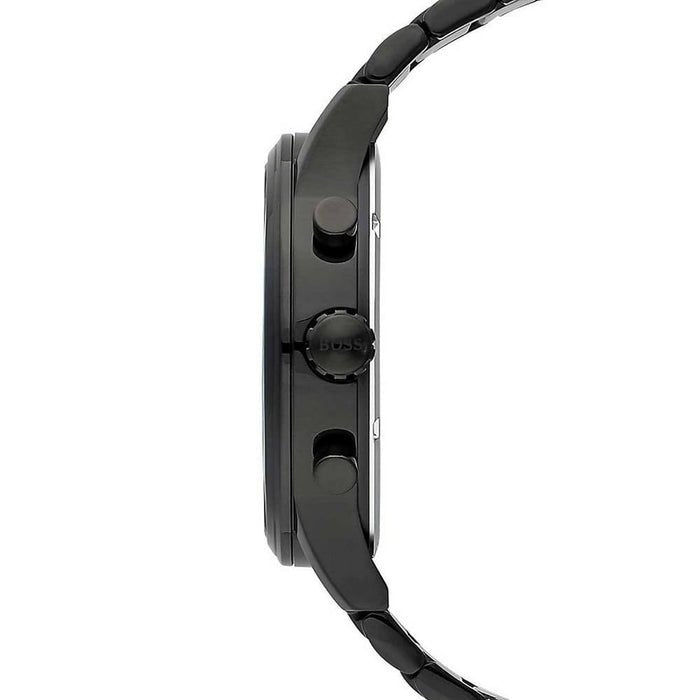 Hugo Boss Chronograph Black Dial Black Steel Strap Watch for Men - 1513180