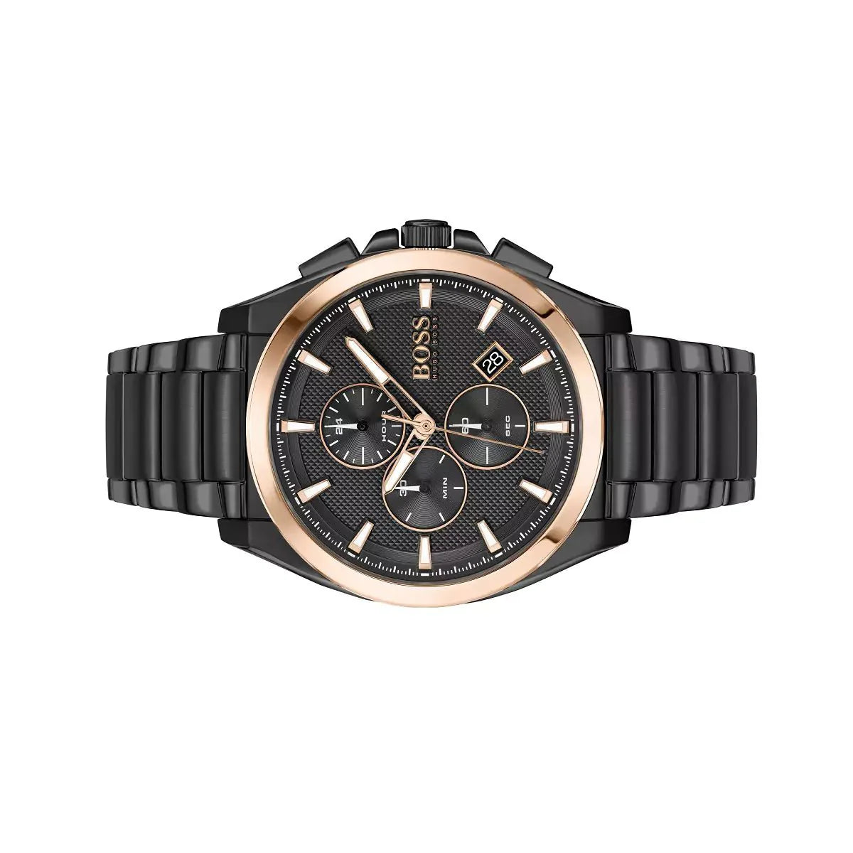 Hugo Boss Grandmaster Black Dial Black Steel Strap Watch for Men - 1513885