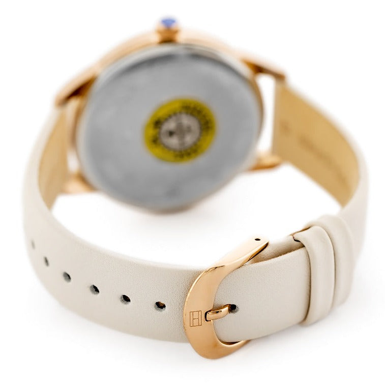 Tommy Hilfiger Brooke Quartz White Dial Cream Leather Strap Watch for Women - 1782022