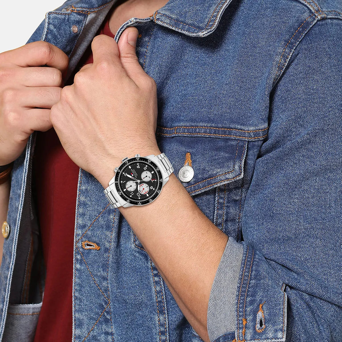 Tommy Hilfiger Jimmy Multifunction Black Dial Silver Steel Strap Watch For Men - 1791950
