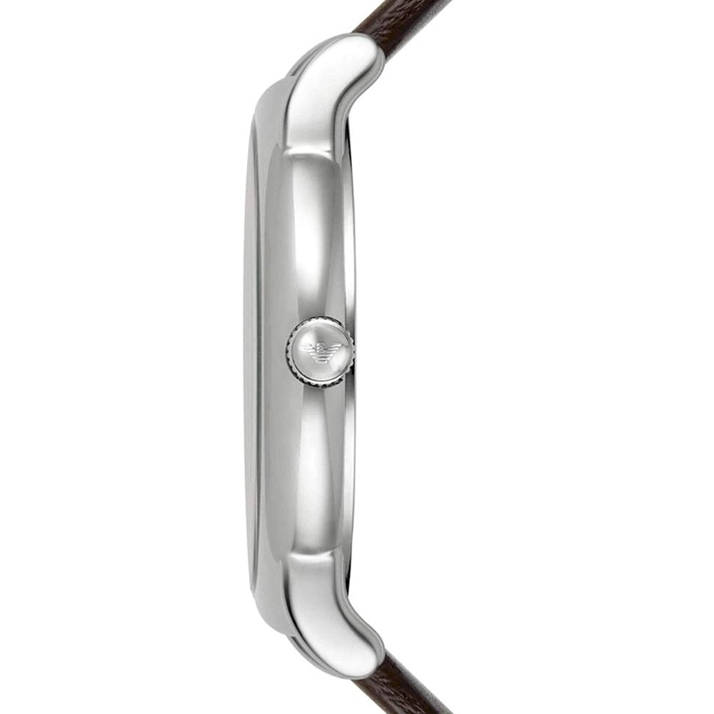 Emporio Armani Herren White Dial Brown Leather Strap Watch For Men - AR11103