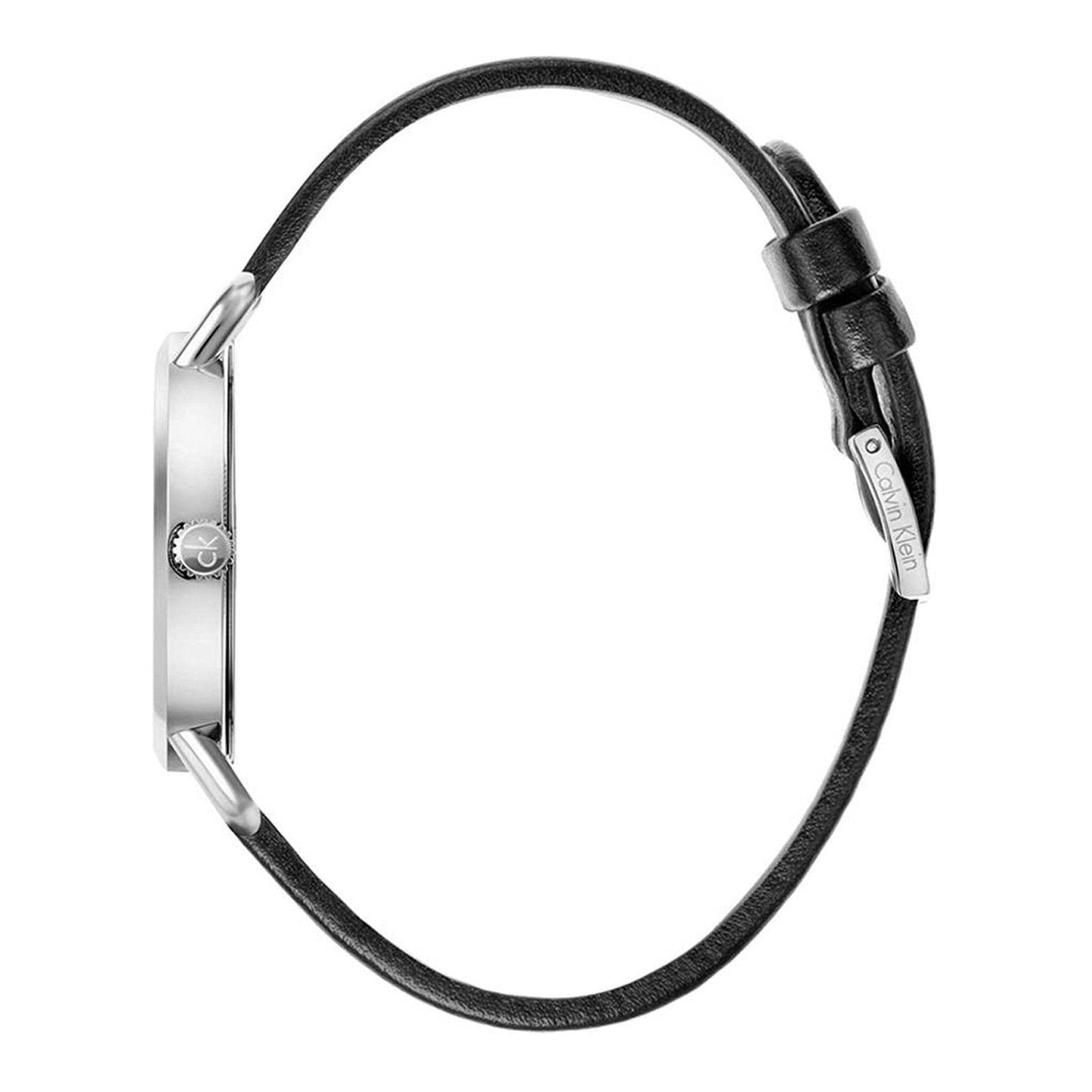 Calvin Klein Even Black Dial Black Leather Strap Watch for Women - K7B231CZ