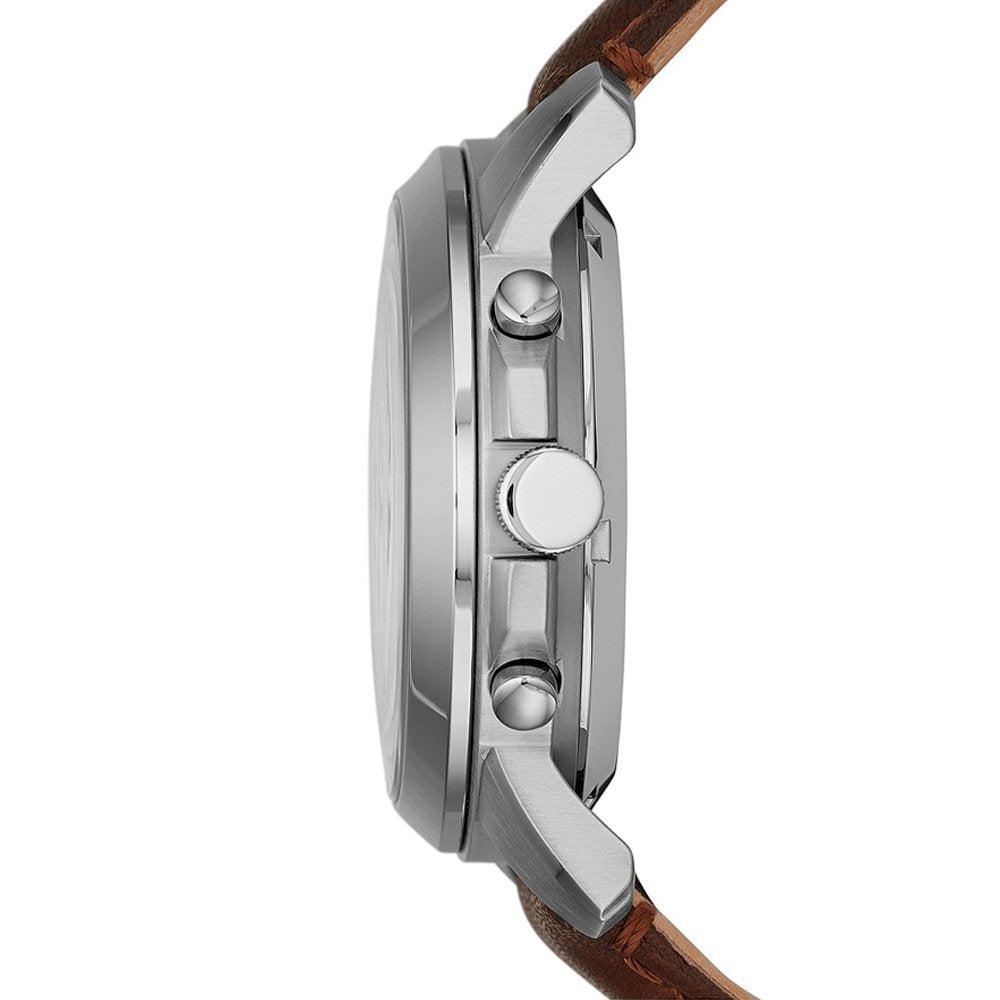 Fossil Grant Automatic White Dial Brown Leather Strap Watch for Men - ME3027