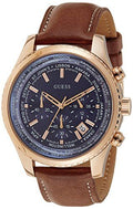 Guess Persuit Chronograph Blue Dial Brown Leather Strap Watch for Men - W0500G1