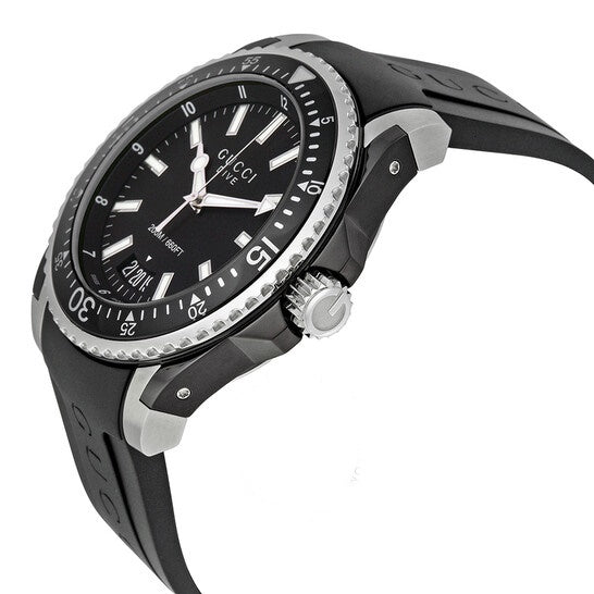 Gucci Dive Analog Quartz Black Dial Black Rubber Strap Watch For Men - YA136204