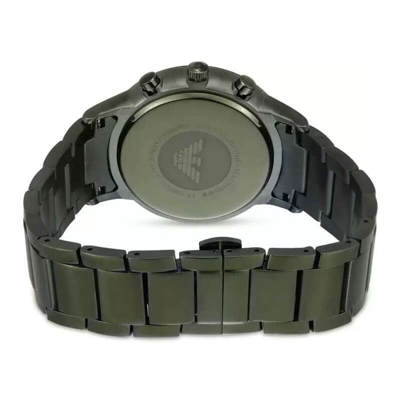Emporio Armani Renato Chronograph Quartz Grey Dial Green Steel Strap Watch For Men - AR11117