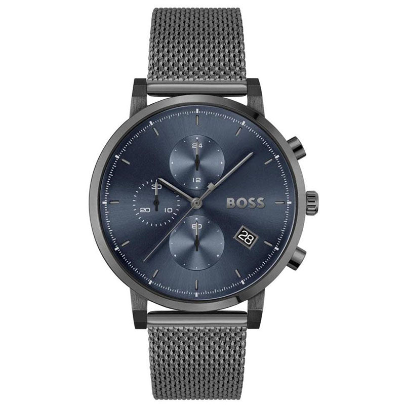 Hugo Boss Skymaster Chronograph Grey Dial Grey Mesh Bracelet Watch for Men - 1513934