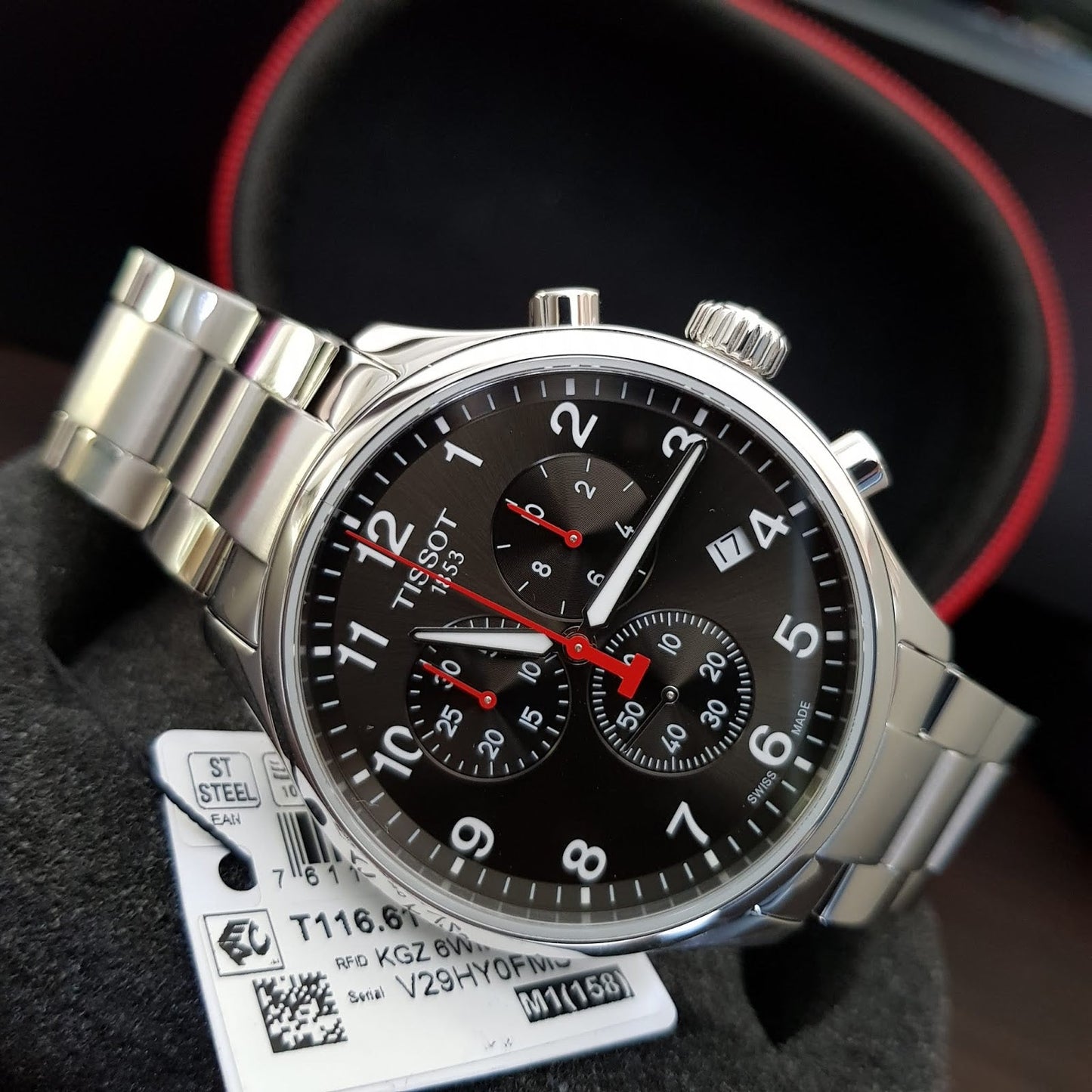 Tissot Chrono XL Quartz Asian Games Edition Black Dial Silver Steel Strap Watch For Men - T116.617.11.057.02