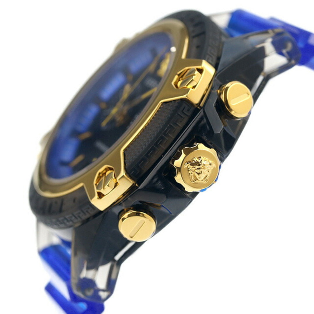 Versace Icon Active Chronograph Black Dial Blue Rubber Strap Watch For Men VEZ700521
