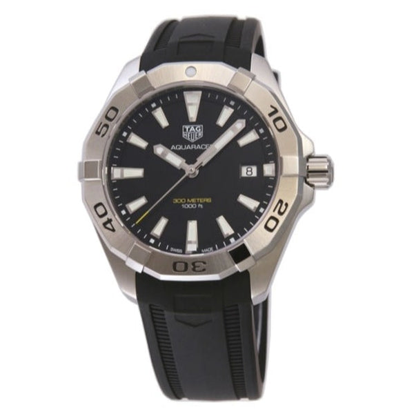 Tag Heuer Aquaracer Quartz Black Dial Black Rubber Strap Watch for Men - WBD1110.FT8021