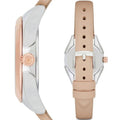 Emporio Armani Valeria Quartz White Dial Beige Leather Strap Watch For Women - AR11031