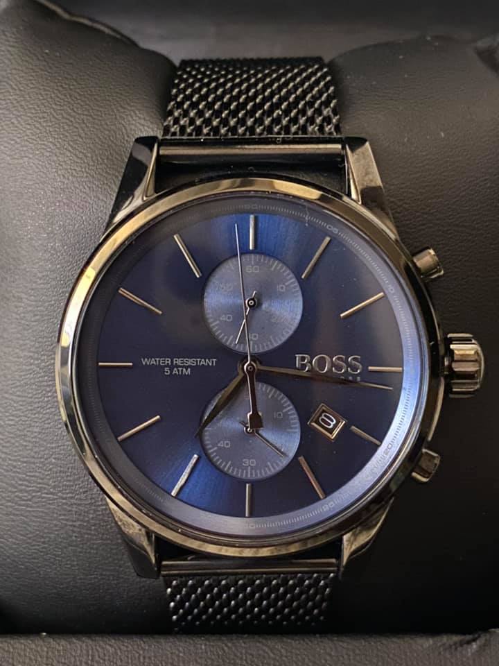 Hugo Boss Jet Blue Dial Gunmetal Mesh Bracelet Watch for Men - 1513677