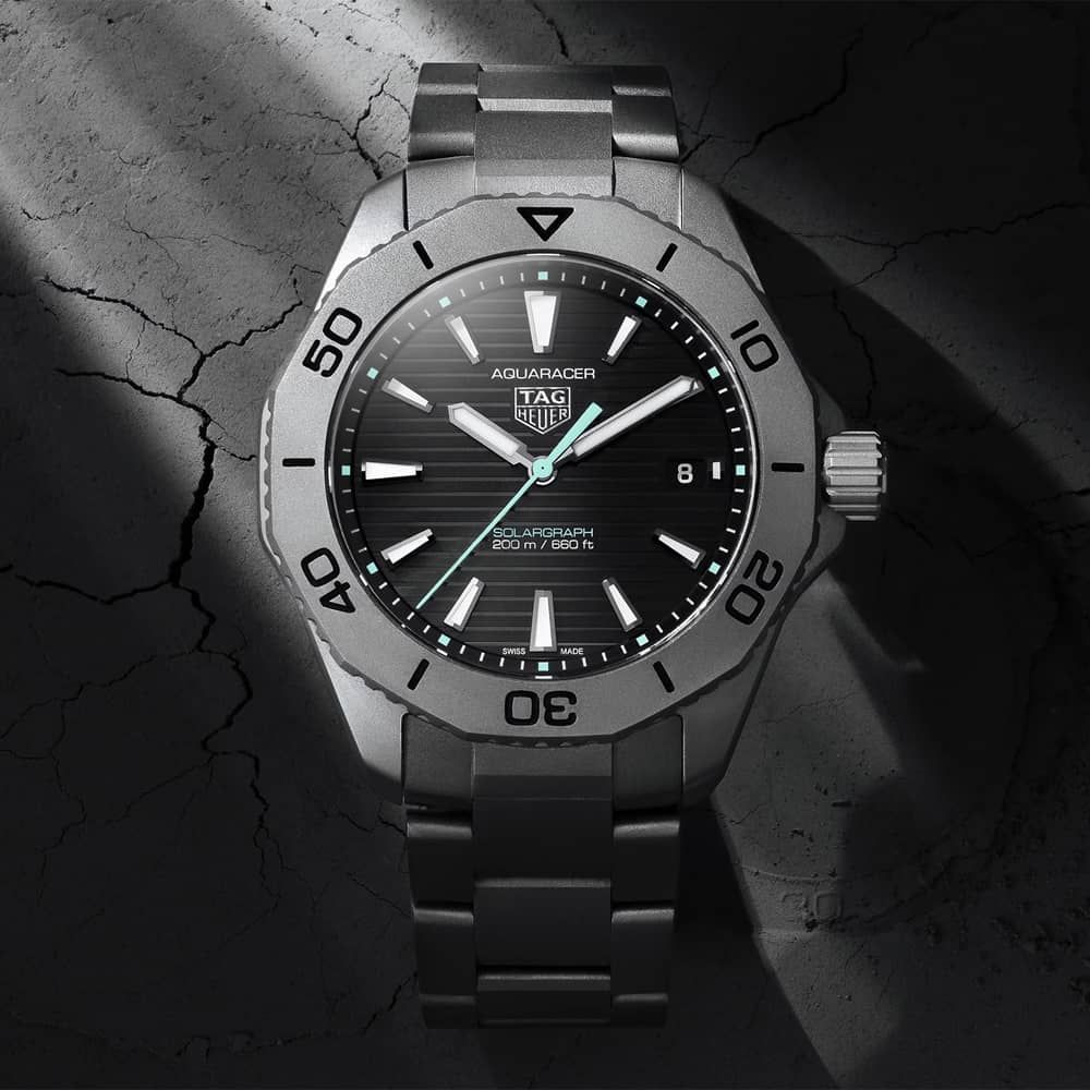 Tag Heuer Aquaracer Professional 200 Solargraph Quartz Black Dial Silver Steel Strap Watch for Men - WBP1180.BF0000