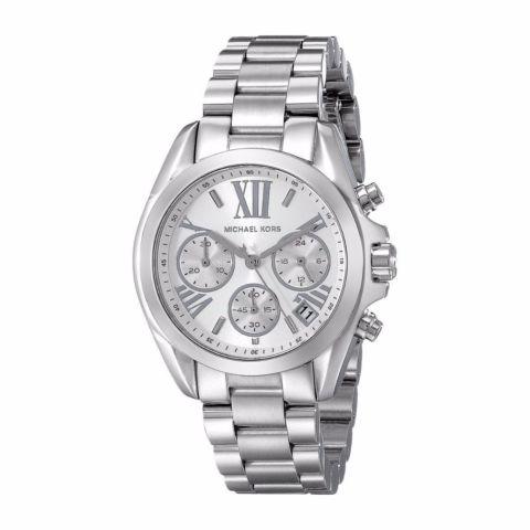 Michael Kors Bradshaw Chronograph Silver Dial Silver Steel Strap Watch for Women - MK6174