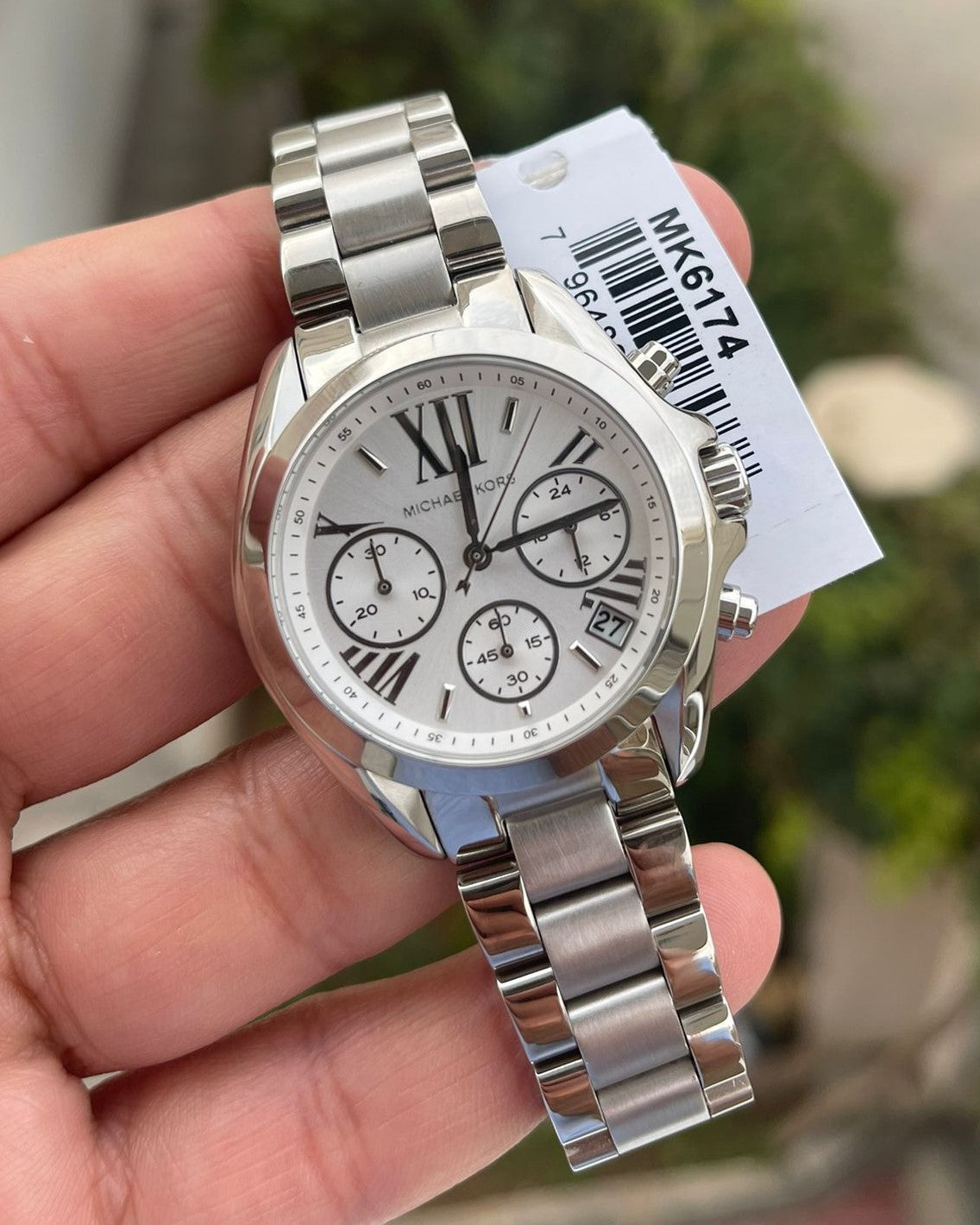 Michael Kors Bradshaw Chronograph Silver Dial Silver Steel Strap Watch for Women - MK6174