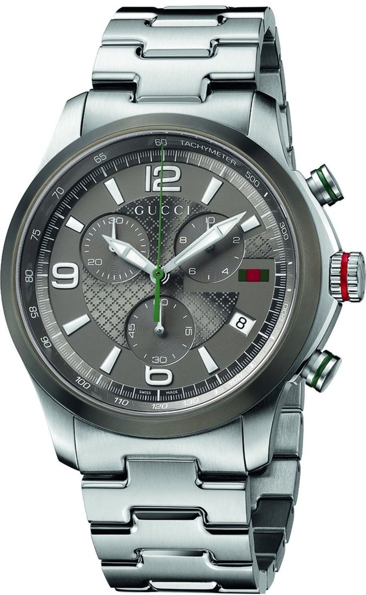 Gucci G Timeless Chronograph Grey Dial Silver Steel Strap Watch For Men - YA126238