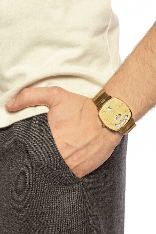 Gucci Grip Yellow Gold Dial Yellow Gold Steel Strap Unisex Watch - YA157403