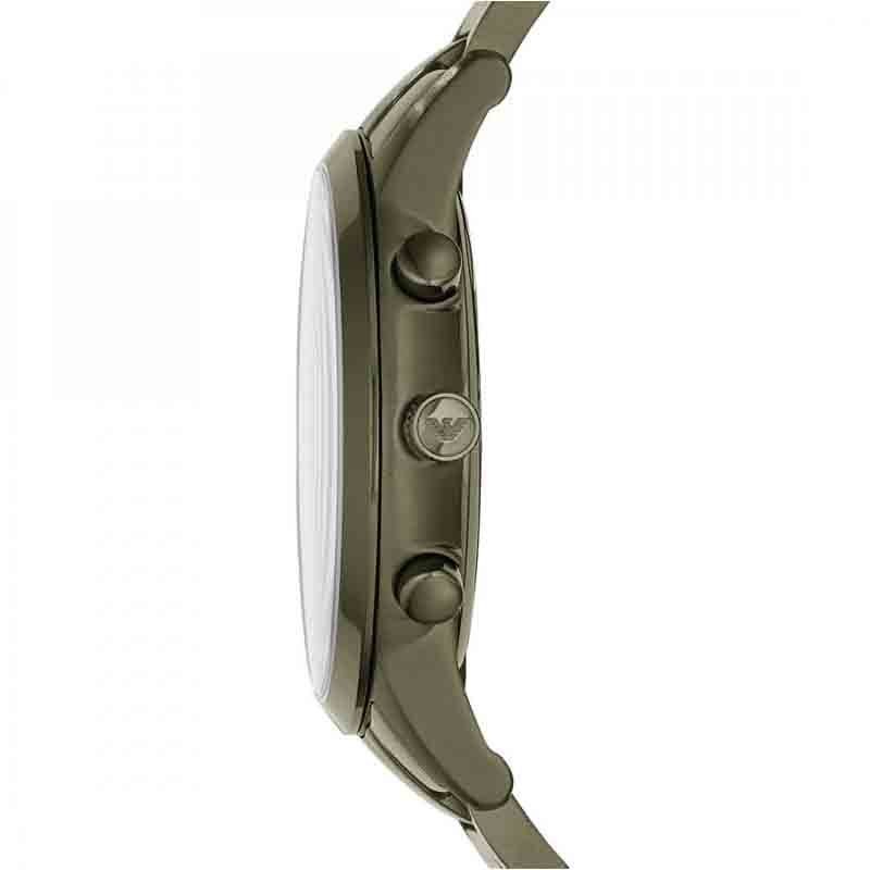 Emporio Armani Renato Chronograph Quartz Grey Dial Green Steel Strap Watch For Men - AR11117