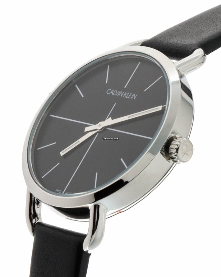 Calvin Klein Even Black Dial Black Leather Strap Watch for Women - K7B231CZ