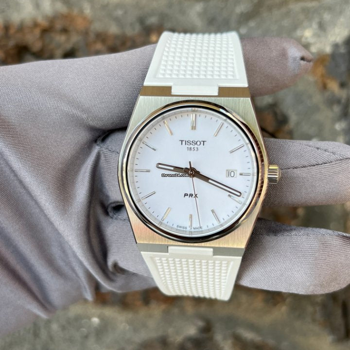 Tissot PRX 40 Quartz White Dial White Leather Strap Watch For Men - T137.410.17.011.00