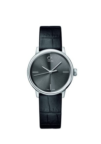 Calvin Klein Accent Black Dial Black Leather Strap Watch for Women - K2Y2Y1C3