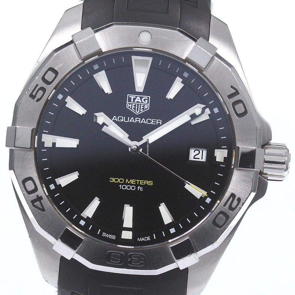 Tag Heuer Aquaracer Quartz Black Dial Black Rubber Strap Watch for Men - WBD1110.FT8021