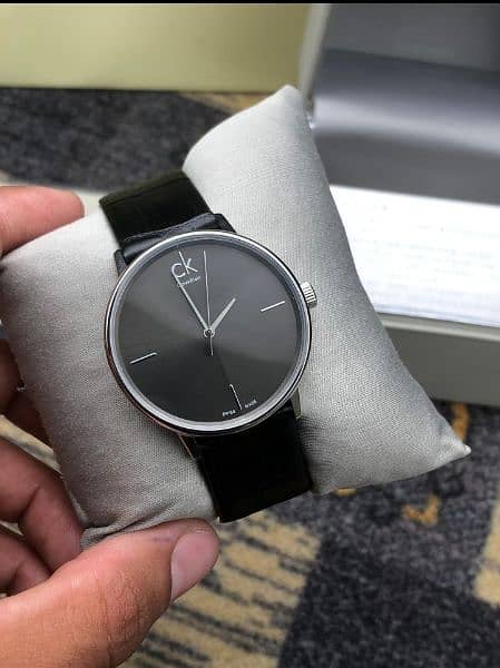 Calvin Klein Accent Black Dial Black Leather Strap Watch for Women - K2Y2Y1C3