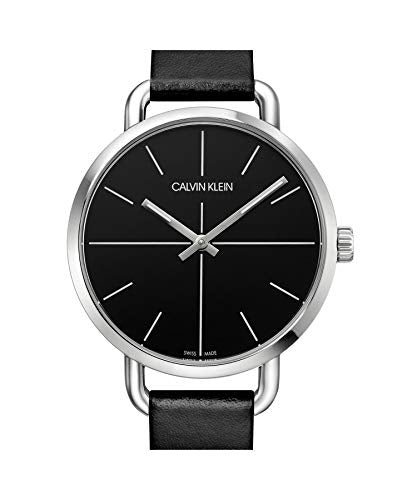 Calvin Klein Even Black Dial Black Leather Strap Watch for Women - K7B231CZ
