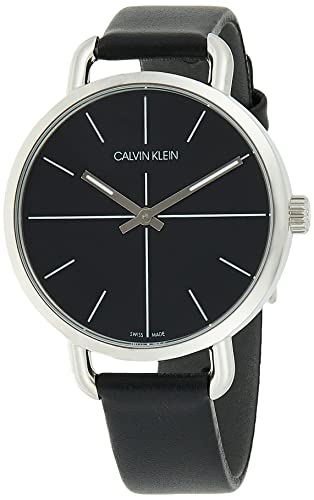Calvin Klein Even Black Dial Black Leather Strap Watch for Women - K7B231CZ
