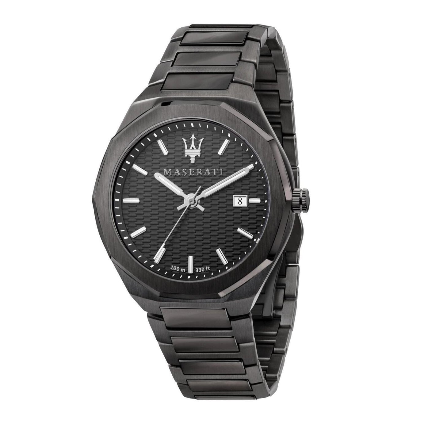 Maserati Stile Quartz Black Dial Black Steel Strap Watch For Men - R8853142001