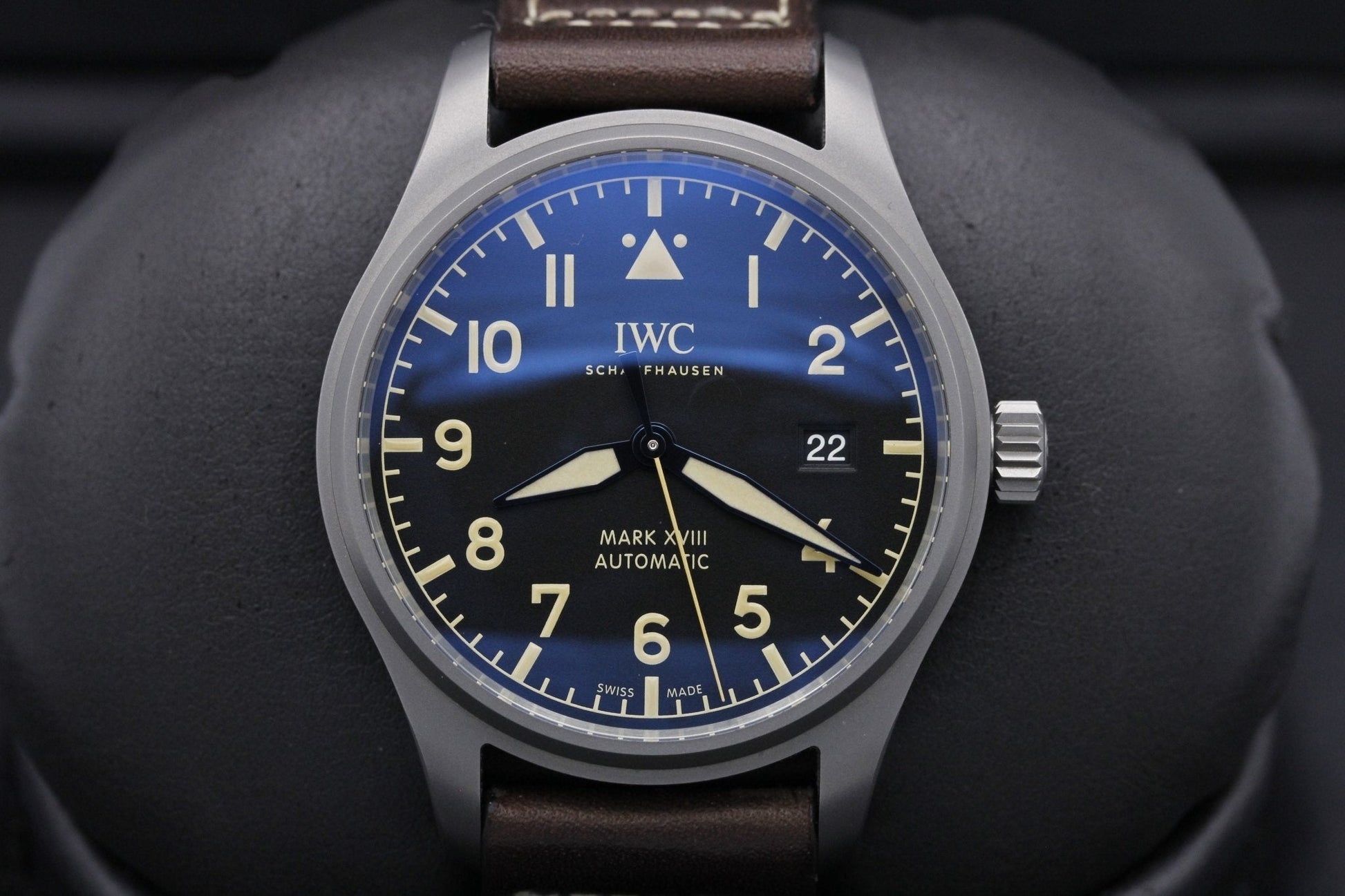 IWC Pilot's Watch Mark XVIII 40mm Black Dial Brown Leather Strap Watch for Men - IW327006