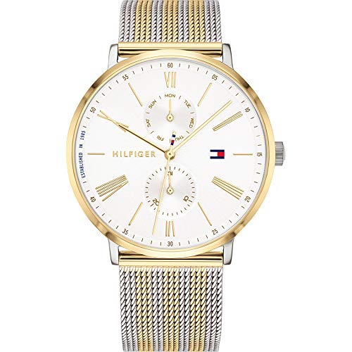 Tommy Hilfiger Jenna Quartz White Dial Two Tone Mesh Bracelet Watch for Women - 1782074