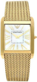 Emporio Armani Mother of Pearl Dial Gold Mesh Bracelet Watch For Men - AR2016