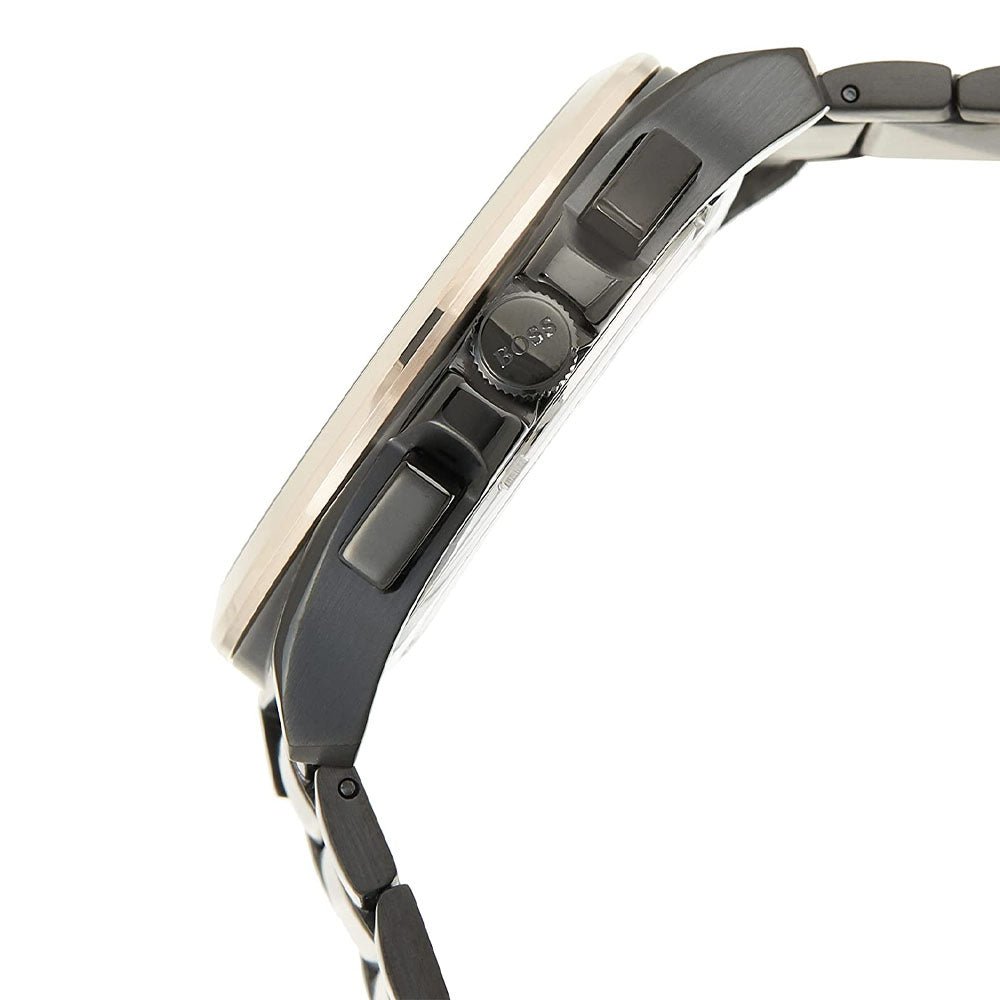 Hugo Boss Grandmaster Black Dial Black Steel Strap Watch for Men - 1513885