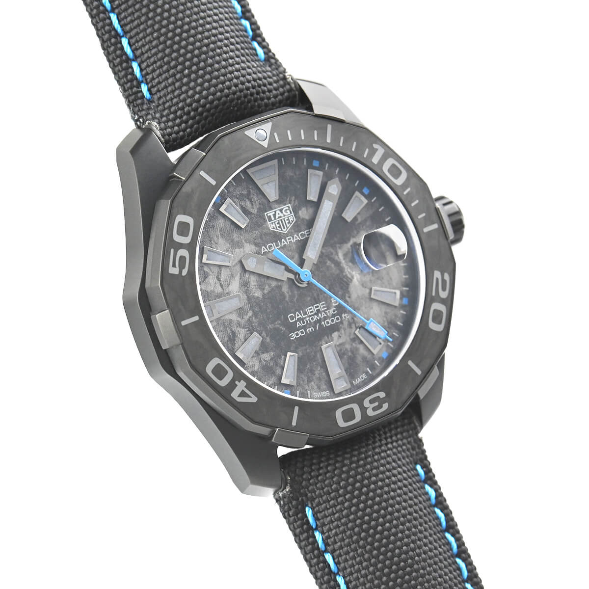 Tag Heuer Aquaracer Calibre 5 Black Nylon Strap Carbon Dial Watch for Men - WBD218C.FC6447