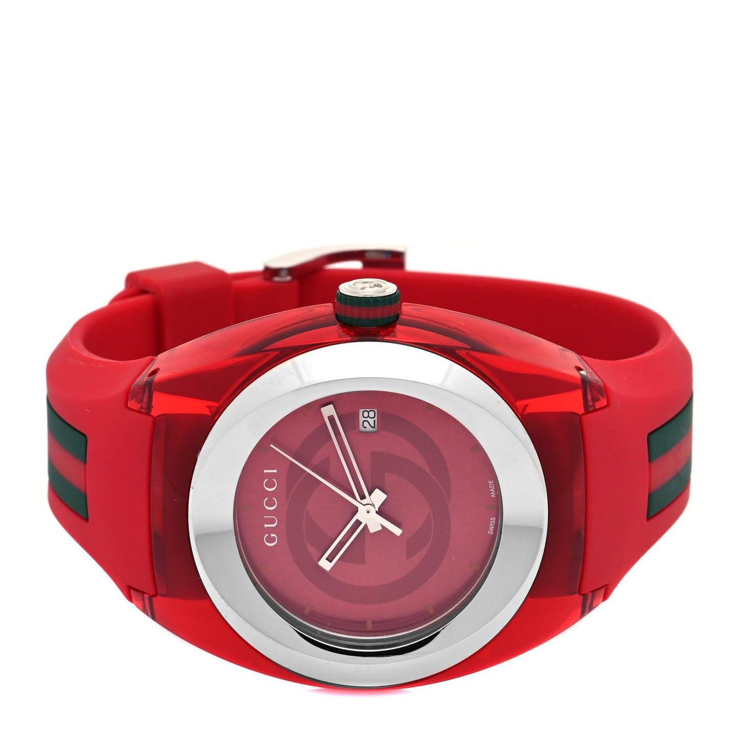 Gucci Sync XXL Quartz Red Dial Red Rubber Strap Unisex Watch - YA137103