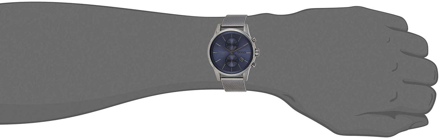 Hugo Boss Jet Blue Dial Gunmetal Mesh Bracelet Watch for Men - 1513677