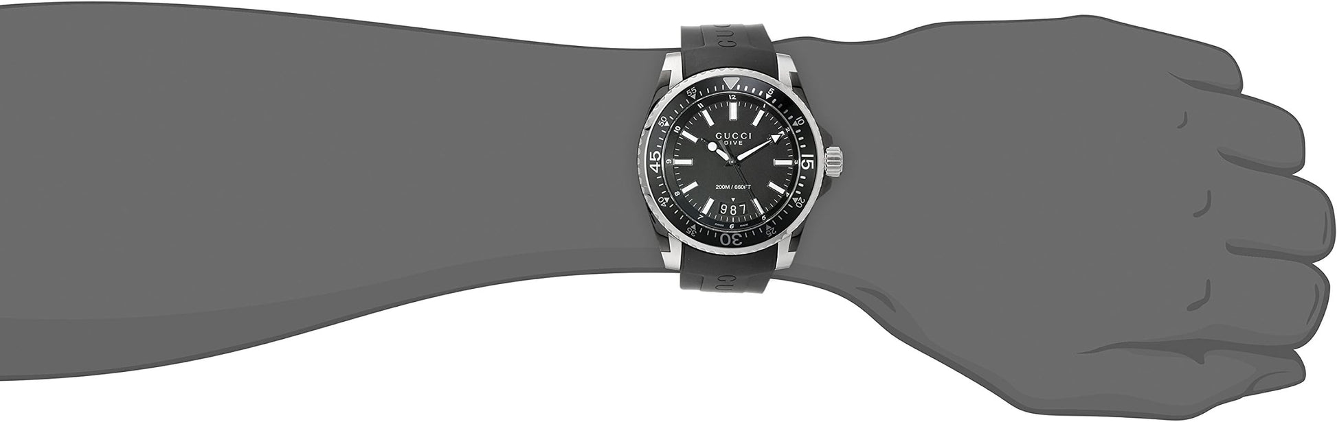 Gucci Dive Analog Quartz Black Dial Black Rubber Strap Watch For Men - YA136204