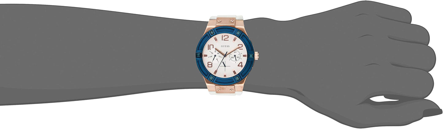 Guess Jet Setter White Dial White Rubber Strap Watch for Women - W0564L1