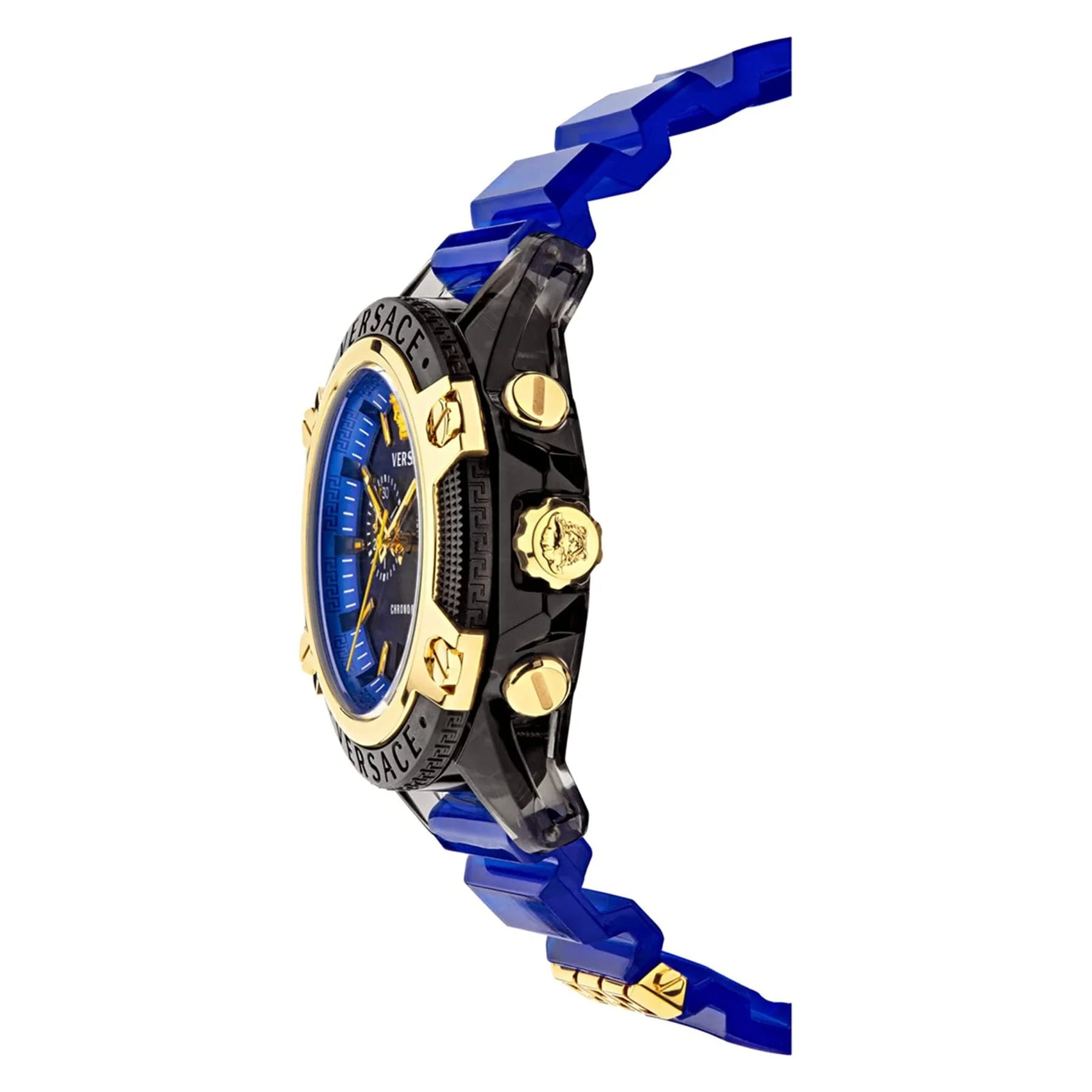 Versace Icon Active Chronograph Black Dial Blue Rubber Strap Watch For Men VEZ700521