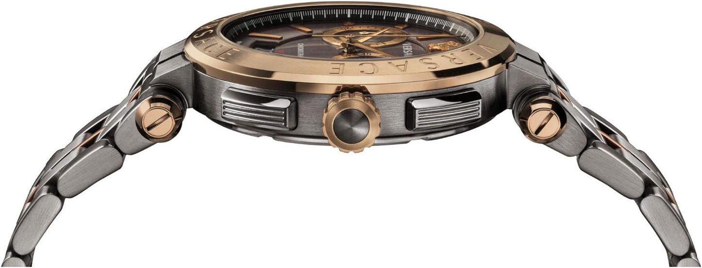 Versace Aion Chronograph Black Dial Grey Steel Strap Watch for Men - VBR050017